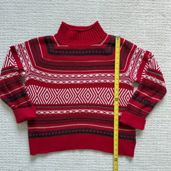 CHAPS | Red, White & Gray Mock Turtleneck Sweater Sz M - Picture 3 of 5
